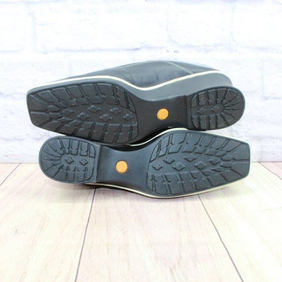 Timberland Black Leather Slip On Wedge Mules Clogs Shoes Size 9 Medium - Picture 10 of 10